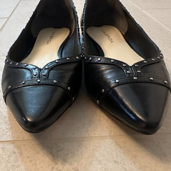 VIA SPIGA BLACK SILVER STUDDED POINT TOE BALLET FLATS SIZE 8 CITY CONTEMPORARY - Picture 5 of 8
